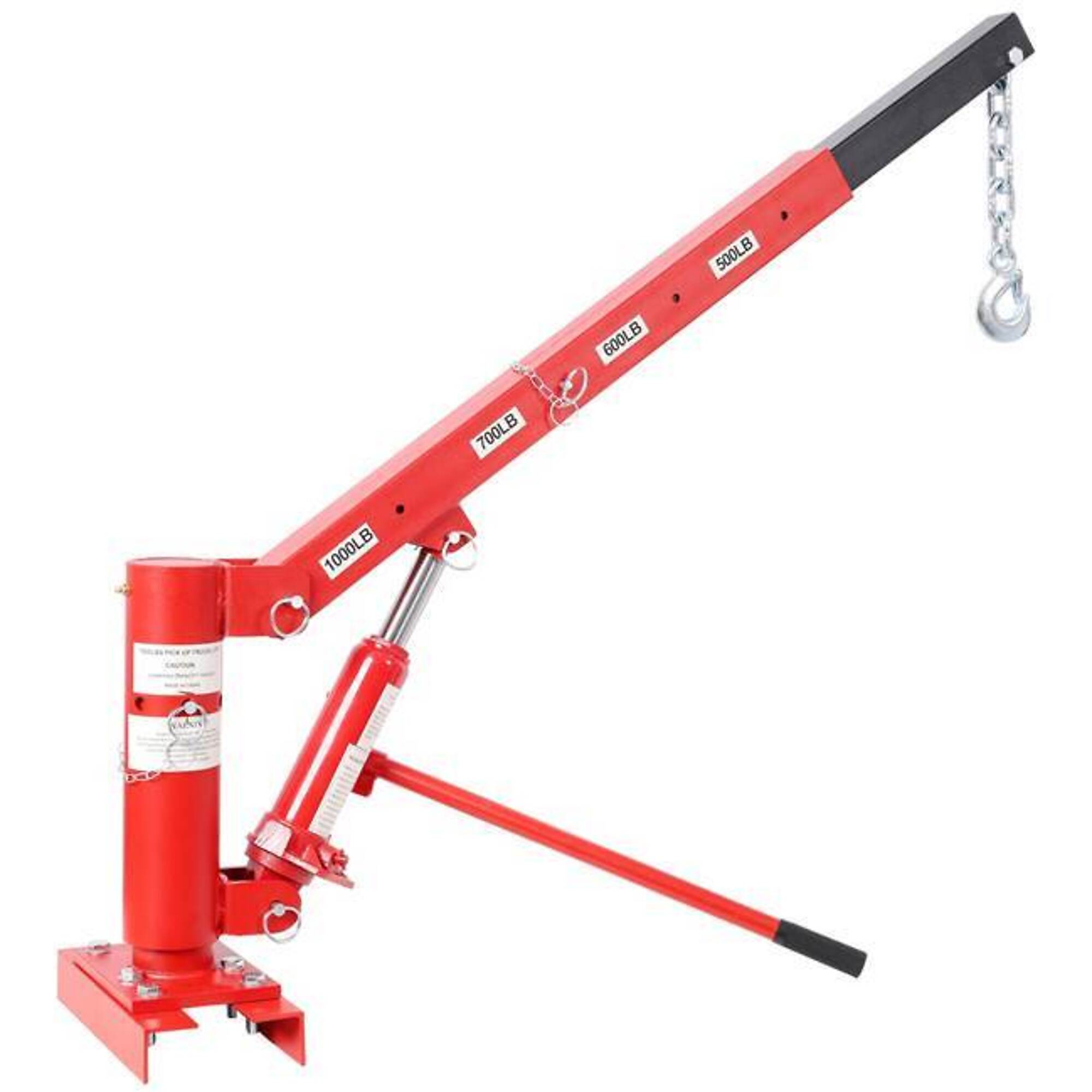 1000 lbs. Capacity Swivel Base Mounted Pickup Truck Crane, red, BAC-W465P257466